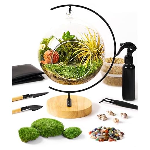 15-Piece Terrarium Kit with Live Moss – DIY Glass Globe Set with Tools, Soil, Stones & Spray Bottle – Indoor Mini Garden Gift for Plant Lovers, Home Decor & Zen Craft