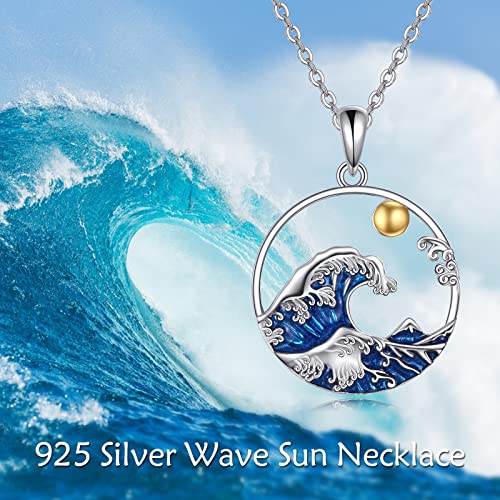 YFN Wave Necklace Sterling Silver Ocean Wave Sun Pendant Necklace Ocean Beach Jewelry for Women Gifts 5