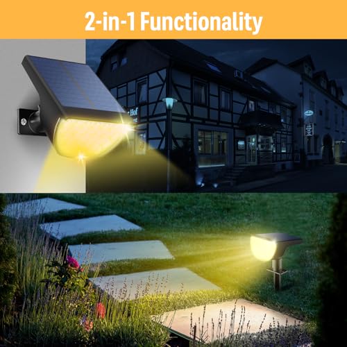 GKGG Solar Lights Outdoor Waterproof IP65, Solar Powered 76 LED 3 Lighting Modes Solar Spot Lights Outdoor for Yard Garden Landscape Pathway (Warm White, 4 Pack) - Image 5