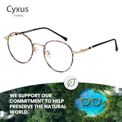 Image of Cyxus Blue Light Blocking Glasses Round Metal Frame Computer Glasses | Blue light blocking glasses featuring round metal frame, comfortable fit and versatile use for work, study and entertainment
