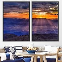 2 Piece Framed Canvas Wall Art Sunset in The Mountains Canvas Prints Home Artwork Decoration for Living Room,Bedroom - 16
