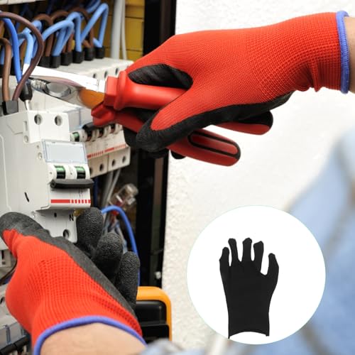 Guantes de algodón negro gruesos para trabajo con protección de corte industrial 6