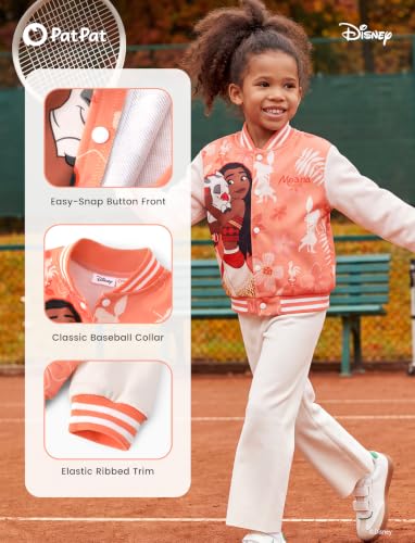 Image of Disney Girl & Boy Varsity Bomber Jacket Fall Sweatshirt Toddler to Big Kid | Officially Licensed Jacket with Mickey, Minnie, Spider-Man, Gwen, Toy Story, Cars, Frozen, Princess, Stitch, Zootopia Designs