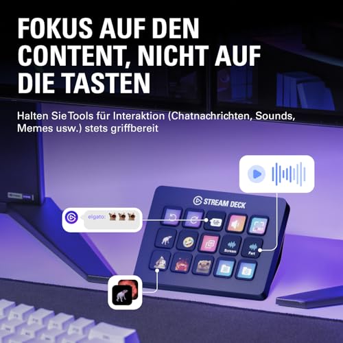 Elgato Stream Deck MK.2 – Studio-Controller, 15 Makrotasten, auslösen von Aktion in Apps und Software wie OBS, Twitch, YouTube und anderen, für Mac und PC