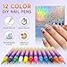 12 Colors Art Markers Set with Nail Stickers, 0.5mm Nail Polish Pens, Professional Waterproof, Quick-Drying 3D Drawing Dotting Liner Brush, Essential Manicure Tools Kit for Nail Art Beginners