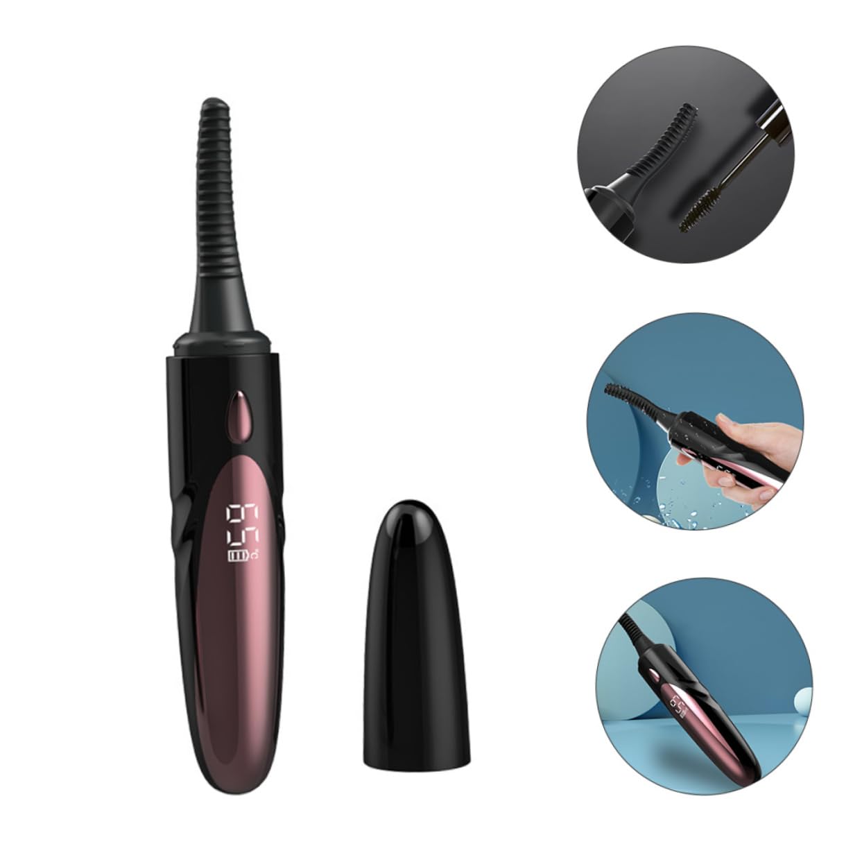 VICASKY Heated Eyelash Curler Tool with Quick Heating Rechargeable Compact Design for Travel Makeup Effortless Curling for Stunning Lashes