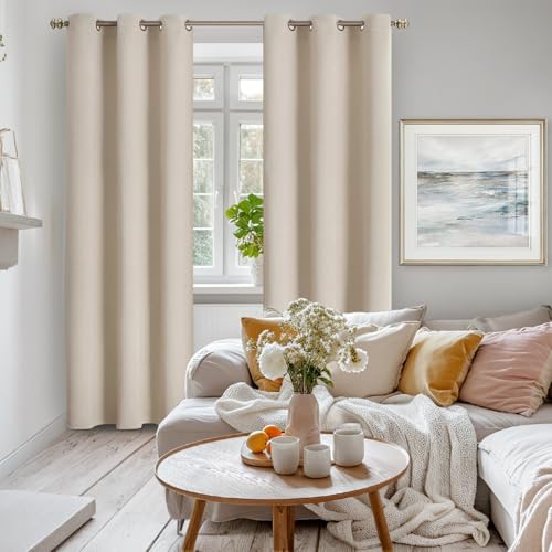 Image of YoungsTex Blackout Curtains for Bedroom 84 Inches Length - Grommmet Room Darkening Curtains Thermal Insulated Window Drapes for Living Room, Champagne, 2 Panels, 42 x 84 Inch