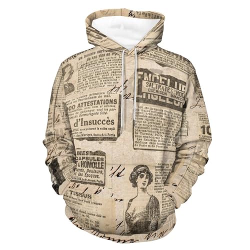 Hoodie retro newspaper UMENG pour look urbain oversize