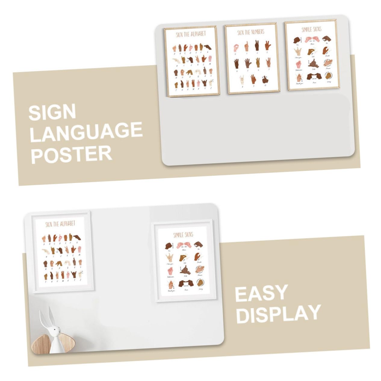 TOPPERFUN 18pièces Posters Éducatifs De Langue Des Signes Alphabet Et Chiffres Pour Décoration De Salle De Classe Et Playroom Pour Garçon Fille