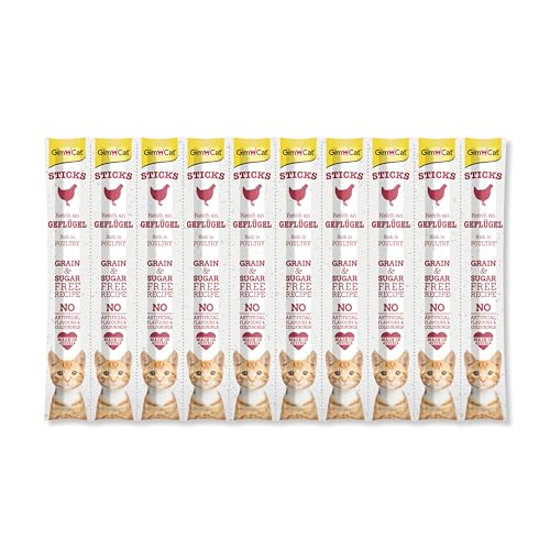GimCat Sticks Geflügel - Softe Kaustangen mit hohem Fleischanteil und ohne Zuckerzusatz - 1 Multipack (10 Sticks)