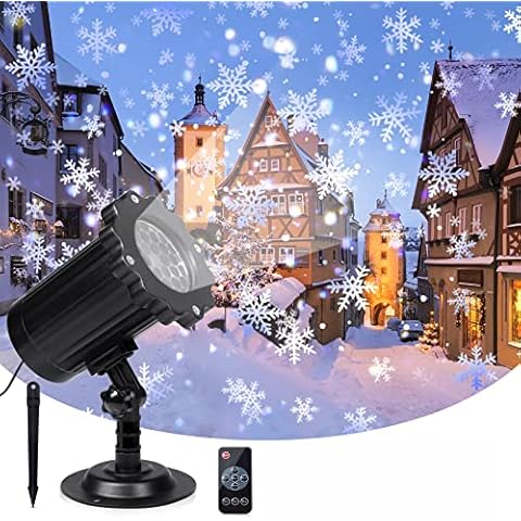 Christmas Projector Lights, Snowflake Projector Light with Remote Control, Waterproof LED Decorative Lighting Outdoor Indoor, Decorations for Home Festival Party Xmas Cover