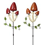 Yhthoha 19.7"Mushroom Metal Decorative Garden Stakes.Perfect for Outdoor Spring Decor and Adding to