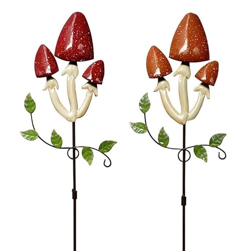 Yhthoha 19.7"Mushroom Metal Decorative Garden Stakes.perfect For Outdoor Spring Decor And Adding To Your Metal Flowers Outdoor Decor, These Garden Stakes Will Elevate Your Yard With Their Unique Charm #TOP4
