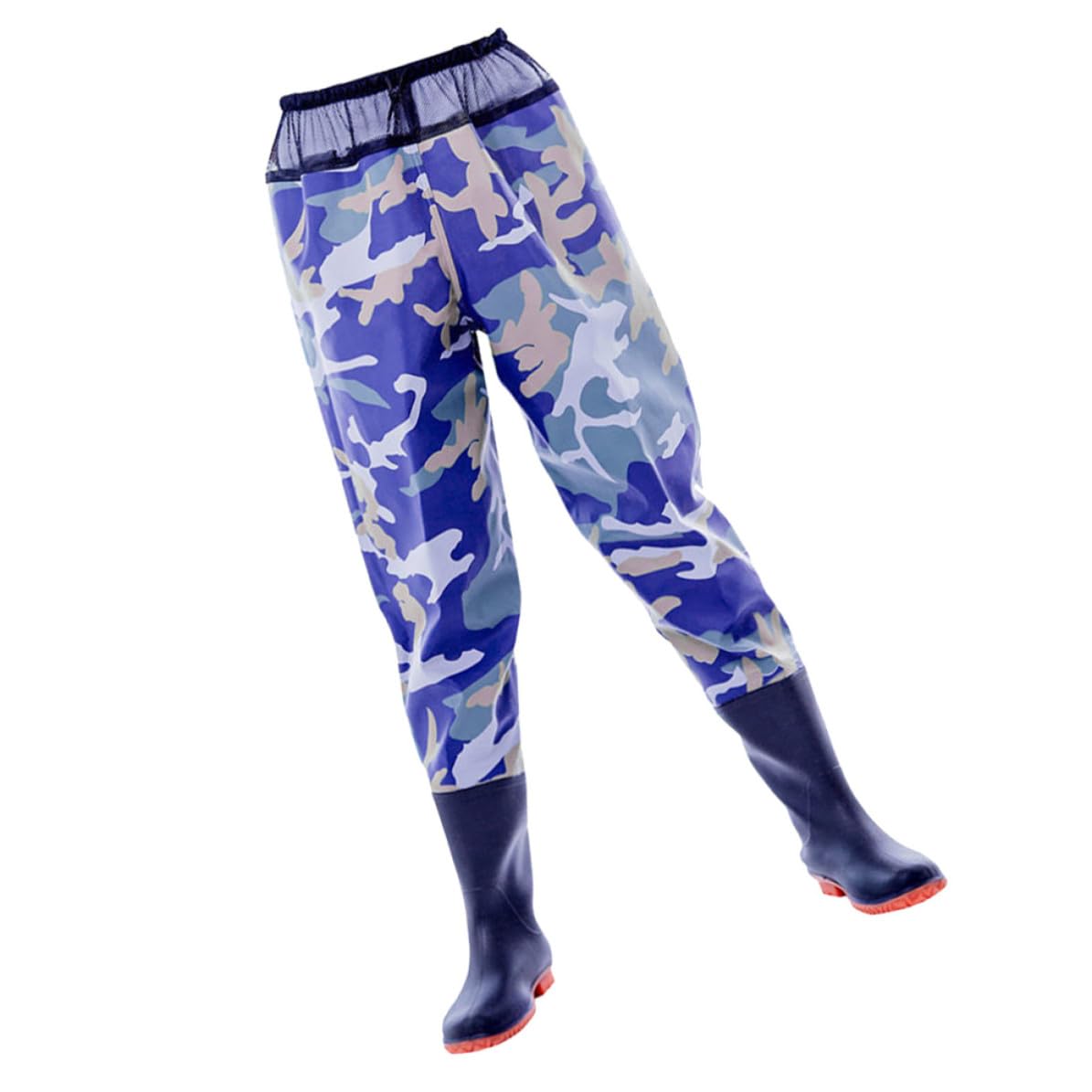 Uonlytech Pantaloni da Pesca con Stivali, PVC Blu, Regolabili 40 Yard