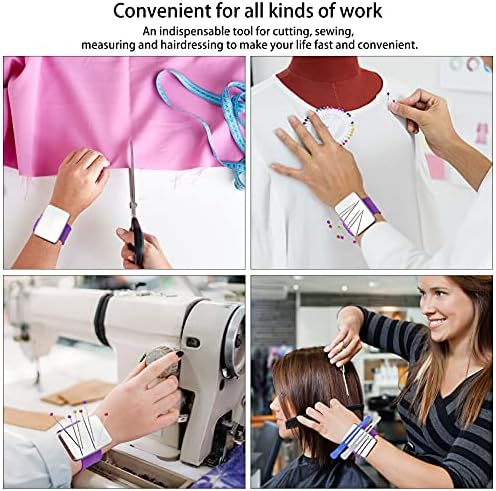 Magnetic Sewing Pincushion, Magnetic Wrist Sewing Pincushion, Wrist Strap Bracelet, Silicone Magnetic Pin Holder with Wristband for Sewing Quilting, Easy Reach Pins/Hair Clips/Rings (Purple)