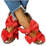 Sandals for Women Flat,Women's 2020 Fashion Bow Comfy Platform Sandal Shoes Summer Beach Travel Fashion Slipper Flip Flops Red