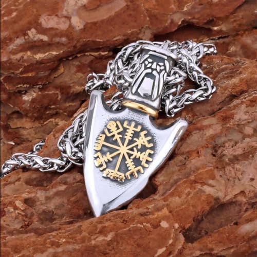 Colar Masculino Viking em Aço Inoxidável 60cm - Lança de Odin + Bolsa de Veludo