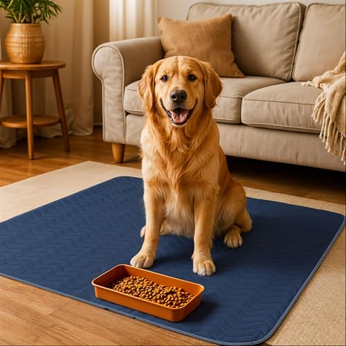 Image of 4 Pack Washable Pee Pads for Dogs 34 inch x 52 inch, Waterproof Dog Training Pads | Reusable Dog Training Pads for Sofa, Incontinence Bed Pads for Adults, Elderly and Kids (Navy,Green) by Utopia Bedding