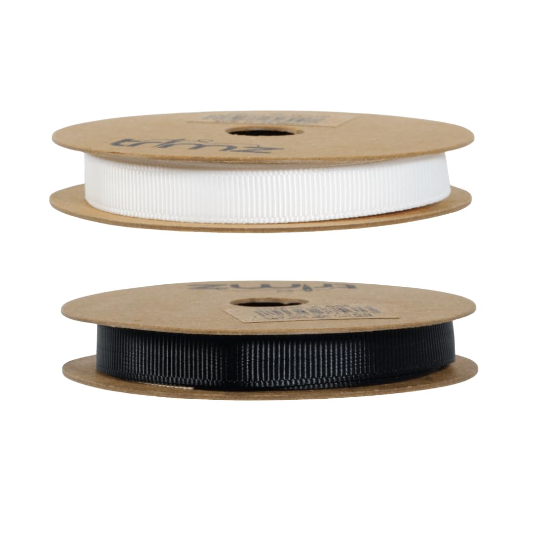 Trimz Grosgrain Ribbon Everyday Craft Duo - White & Black 10mm x 5m