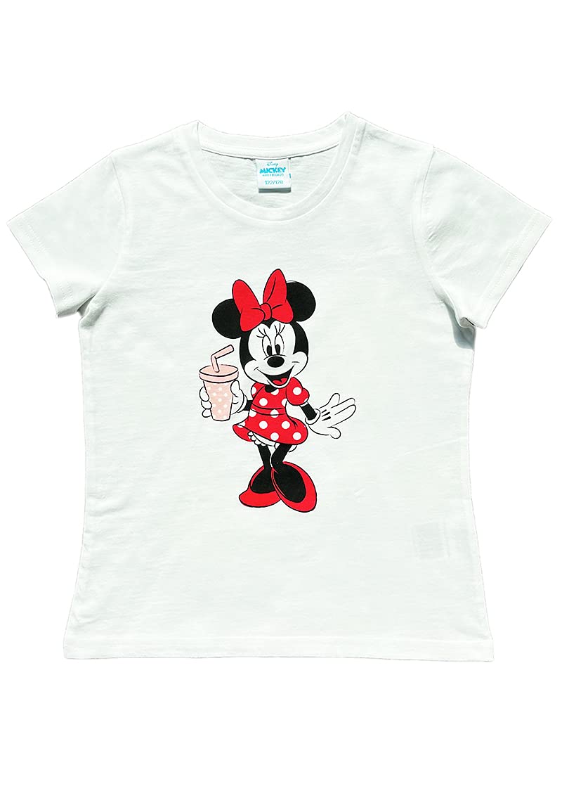 Disney Minnie Mouse dziewczęcy t-shirt z krótkim rękawem, biały