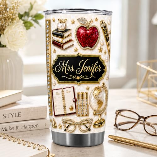 Raevaki Personalized Teacher Tumbler - Gifts For Teachers - Custom 2D Flat Back To School Cup T17 - Classroom Tumbler - Teacher's Day, Graduation, Birthday Gifts For Teachers, Educator - Image 6