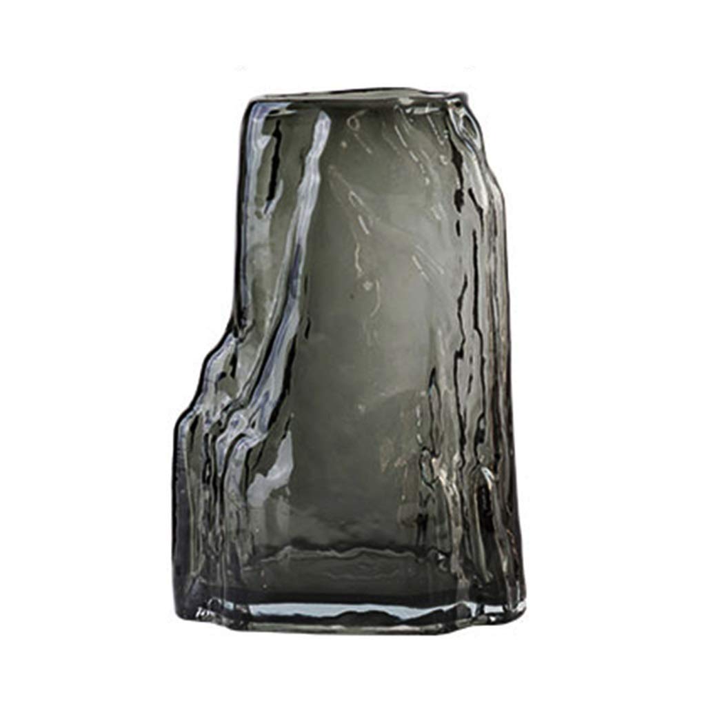 Vases Irregular Bubble Glass Nordic Style Transparent Glass Decorative Creative Glass Ornaments Hydroponic Plant Bottle (Color : Gray, Size : 9×9×21cm)