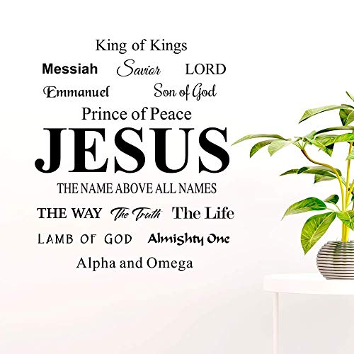 Bible Verse Wall Decals Jesus Name Stickers Above All Kings Son of God Lamb of Lord Home Decor Quote for Living Room Vinyl Art Saying Church Pray Lettering Decoration Christian Spiritual Scripture