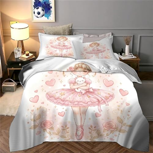 Housse de couette ballerine 3D en microfibre premium parure de lit douce lit simple