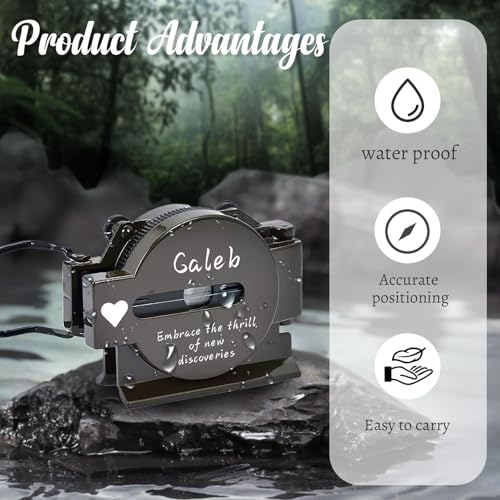 Brújula personalizada - Brújula de latón personalizada con texto, función luminosa impermeable, regalo de supervivencia para senderismo para hombres, mujeres, padre, esposo miniatura 3