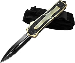 多機能 アウトドア 畳み小刀 440C ステンレス鋼 刃スチールブレード サバイバルナイフ レスキューナイフ シース付き 伸縮ナイフ 黒 金 ハンドツール 道具 鞘 EDC