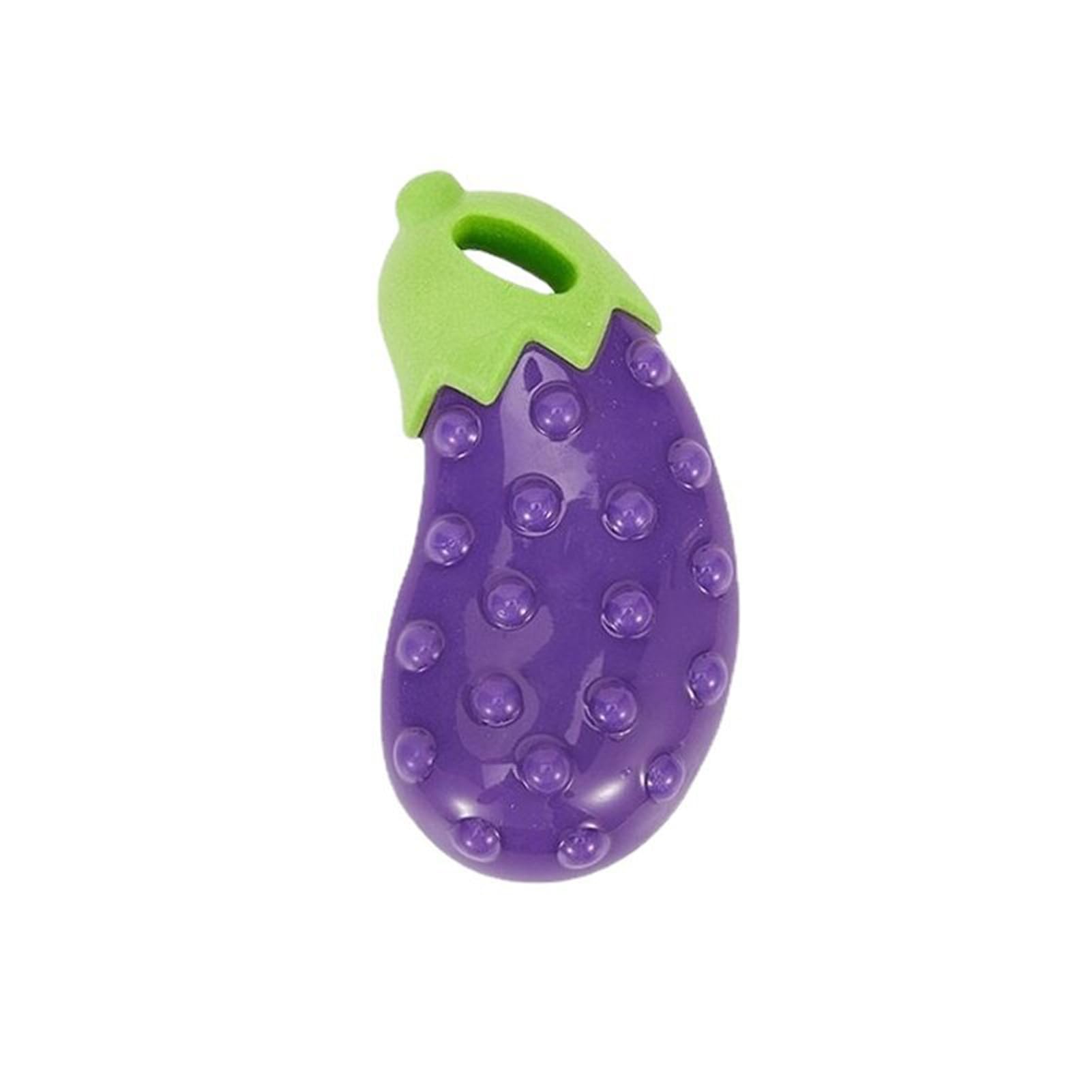 Bigougem Eggplant-shaped Dog Dental Toy Pet Interactive Teething Cute Corn Carrot Eggplant Bite-resistant Chew Soft Vegetable for Exercise Training Small Large Eggplant