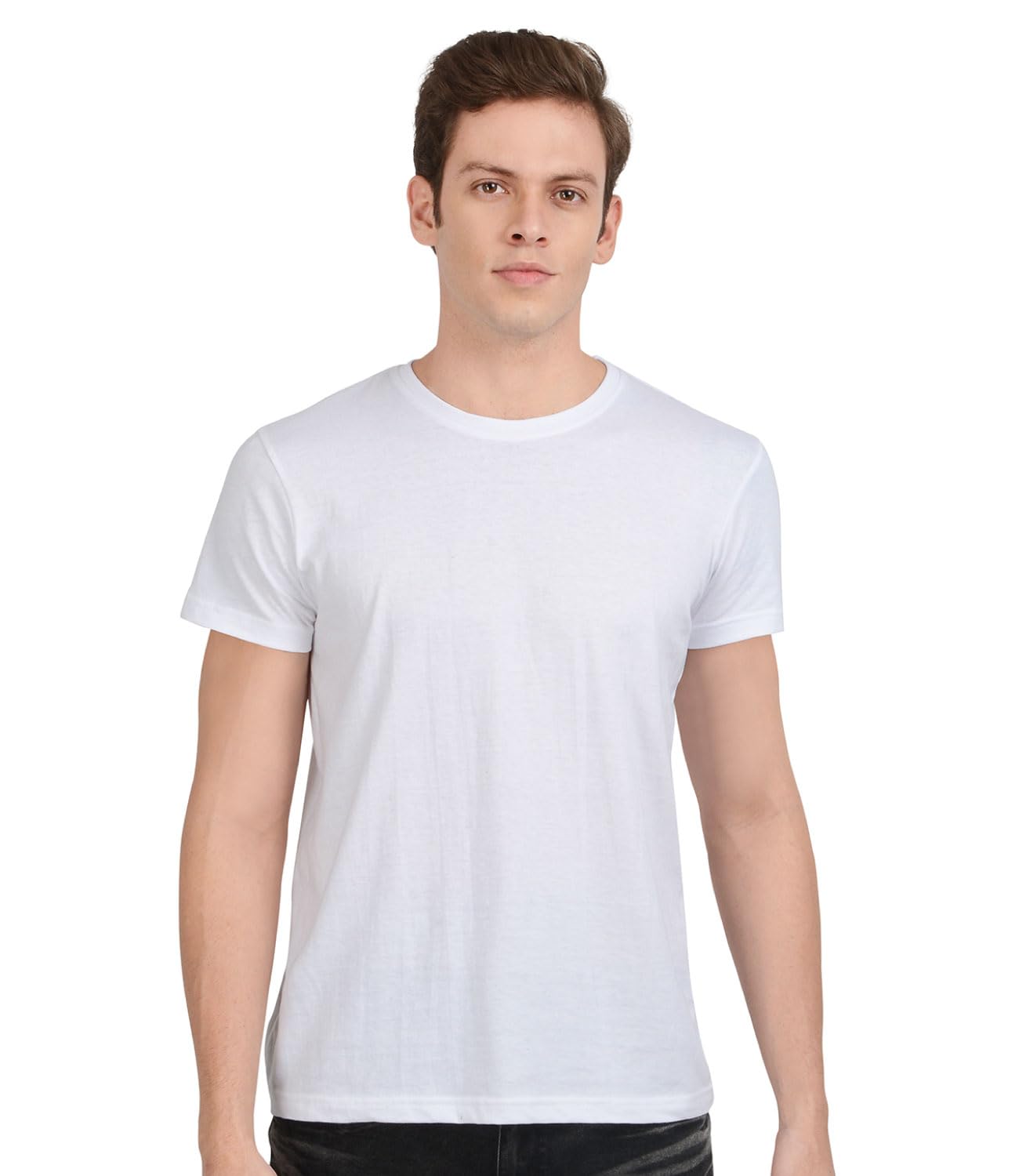 Scott InternationalPlain Round Neck Cotton T-Shirt for Men (Pack of 1)
