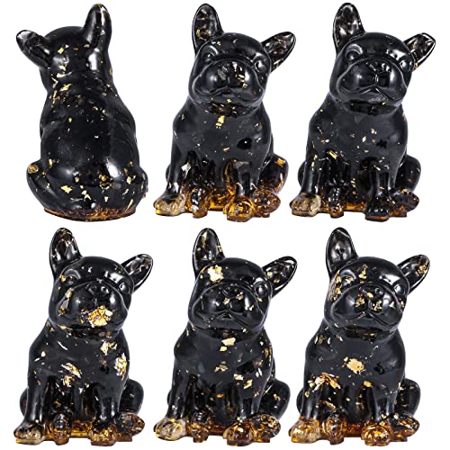 Nupuyai Obsidian French Bulldog Carved Crystal Animal Statue Ornament, Energy Healing Stone Pocket Figurine Resin Home Office Decor - Image 4