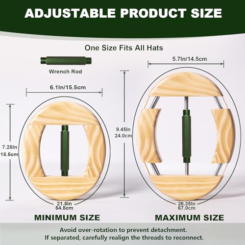 Image of Hat Stretcher 4 Way, Hat Stretcher for Fitted Hats Size 6 7 /8 to 8 1 /2, Hat Jack Stretcher, Heavy Duty of Hat Extender