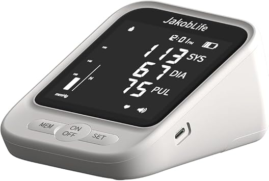 Bluetooth Digital Blood Pressure Monitor, Upper Arm Cuff, 4.5" LCD Display with Voice Function, Chargeable Battery