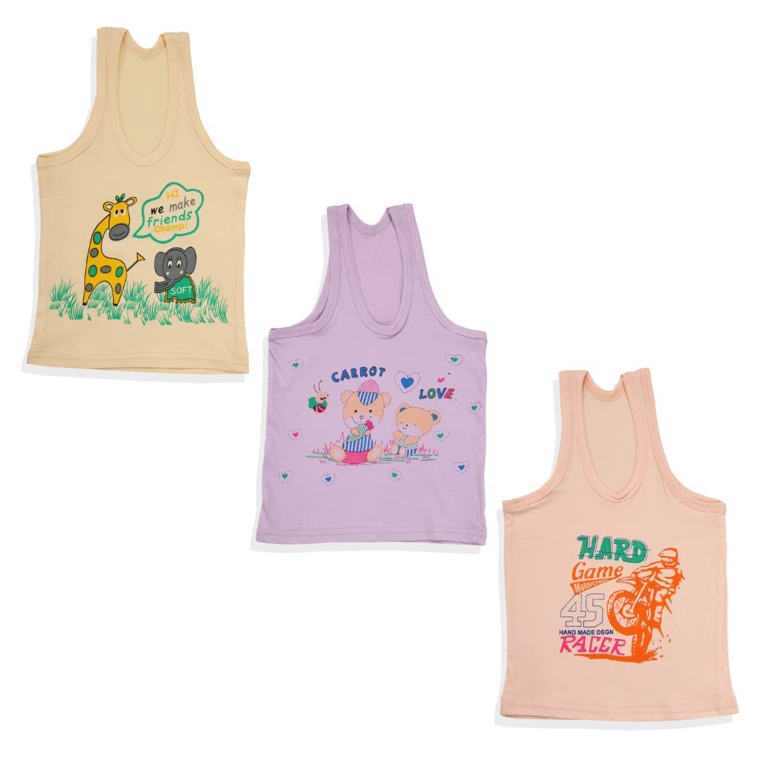 MOMaa Baby Boys Cotton Printed Sleeveless Innerwear Vests, Sandoz, Baniyan, Ganji