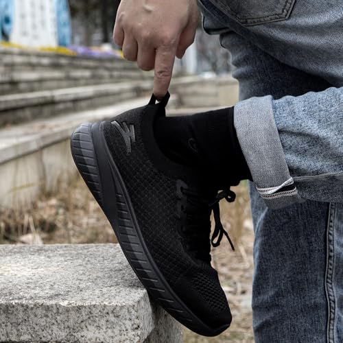 Mens Slip on Lightweight Walking Shoes Non Slip Breathable Running Shoes Comfort Tennis Workout Gym Sneakers with Shoelace 5