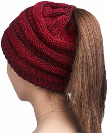 Boolavard BeanieTail Soft Stretch Cable Knit Messy High Bun