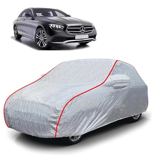 Image of Sulfar 100% Waterproof Car Body Cover Compatible with Mirror for Mercedes Benz S90 (Triple Stitched, Full Bottom Elastic, Magic Silver with Red Piping)