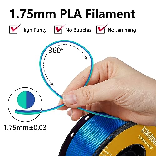Image of Kingroon Dual Color 1.75 mm Silk Blue Green PLA Filament, Fit Most FDM 3D Printers, Dimensional Accuracy + /- 0.03 mm, 1kg Spool(2.2lbs), 3D Printer Silk PLA Shiny Filament-(Blue Green)