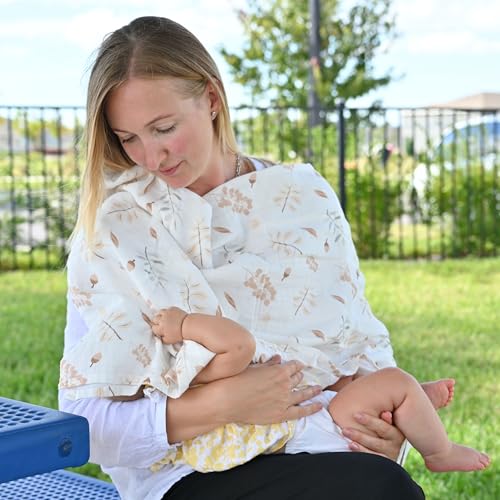 Image of POMISO Muslin Swaddle Blankets for Boys & Girls, Newborn Receiving Blankets, 4 Pack Soft Breathable Baby Swaddles, Large 47x47 Inches, Acorn & Earthy Colors