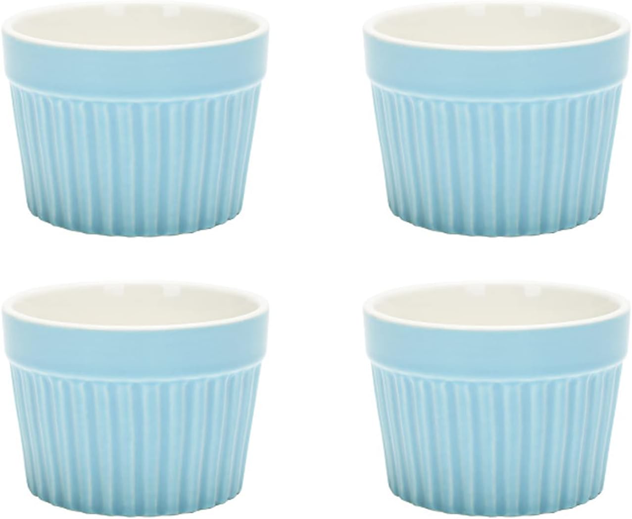 Baking Porcelain Ramekins Bowls Set of 4 Stackable for Porcelain Ramekin(Blue)