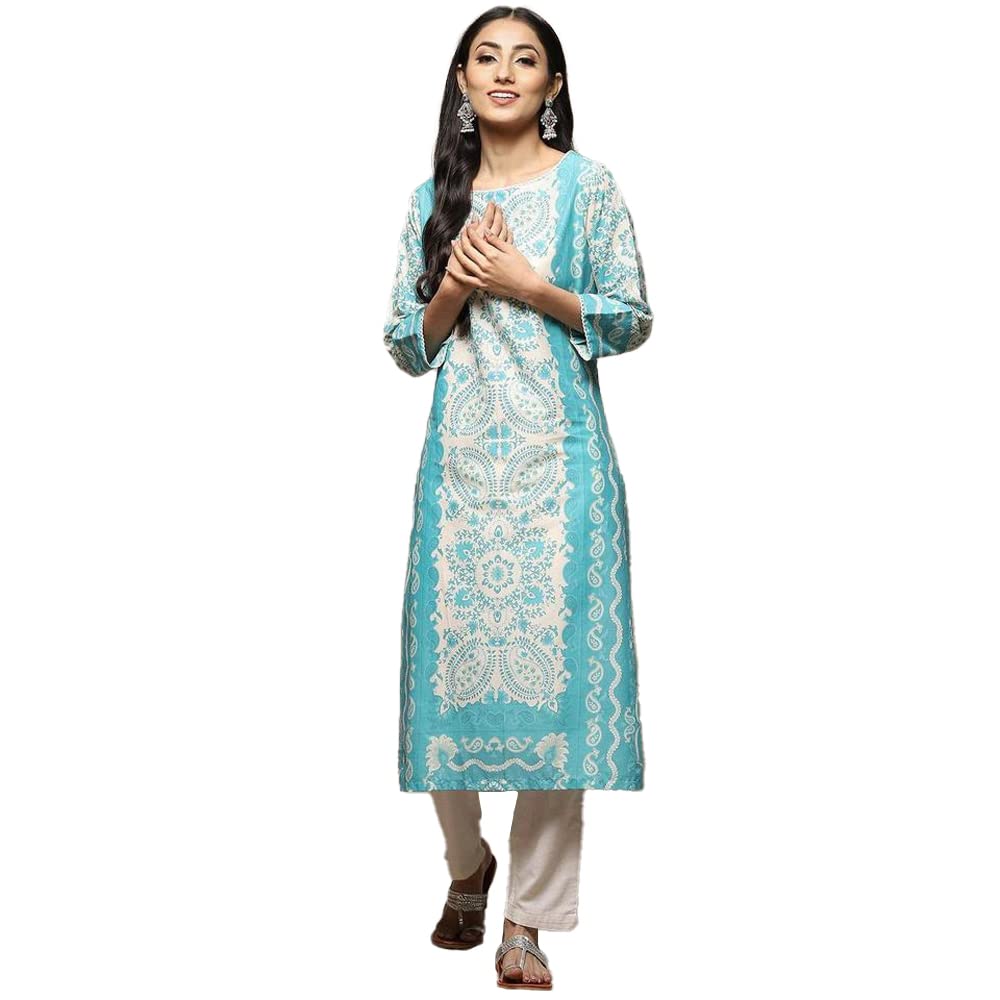 biba Women Cotton Regular Fit Straight Printed Kurta-picture-19