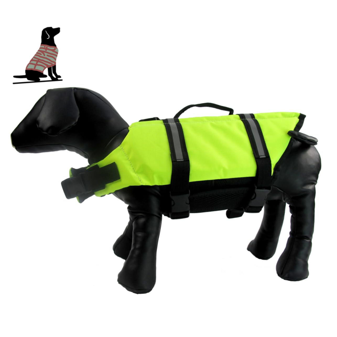 HANABASS 3pezzi Giubbotto Salvagente Riflettente Per Cani Di Piccola Taglia Xs Giacca Verde Per Nuoto e Attività All Aperto Comoda e Pratica Con Maniglie e Chiusura Rapida