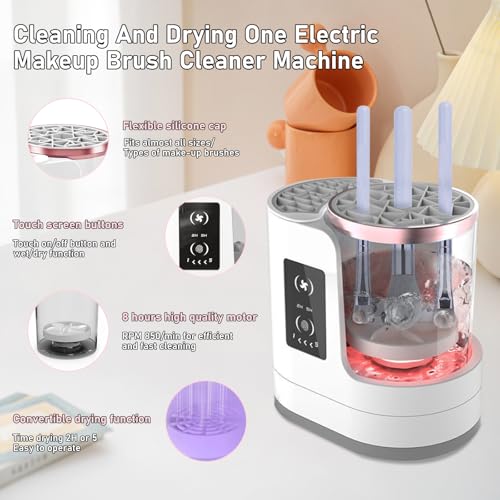FormiPow Limpiador eléctrico de pinceles de maquillaje, 3 en 1 limpiador brochas Automatico para Mayoría de, secado al aire, Limpia Brochas Maquillaje, limpiador brochas Regalos para Mujeres - imagen 2