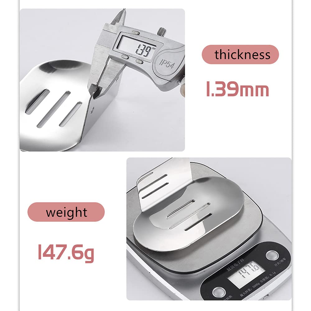 Jabonera adhesiva, jabonera de baño para ducha, acero inoxidable 304 montado en la pared, soporte de jabón para baño, cocina, sin taladrar (níquel cepillado)