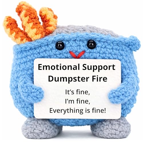 Emotional Support Dumpster Fire Crochet, Handmade Positive Support Gift. Counselor,...