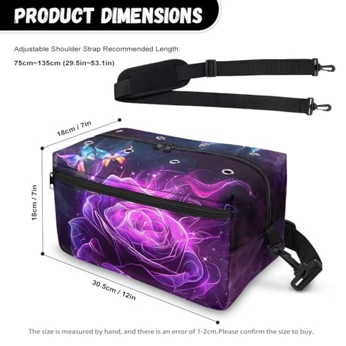 Image of Drnuikhe Knitting Bag Large Capacity Crochet Storage Bag,Traveling Craft Tote Organizer Knitting Bags for Crochet Hooks, Knitting Needles Starry Roses Print