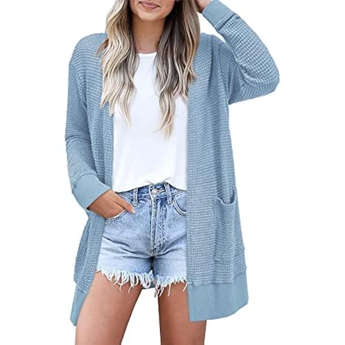 STYLEWORD Women's Fashion Cardigan Sweater Lightweight Open Front Long Casual Beach Kimonos Outfits with Pockets