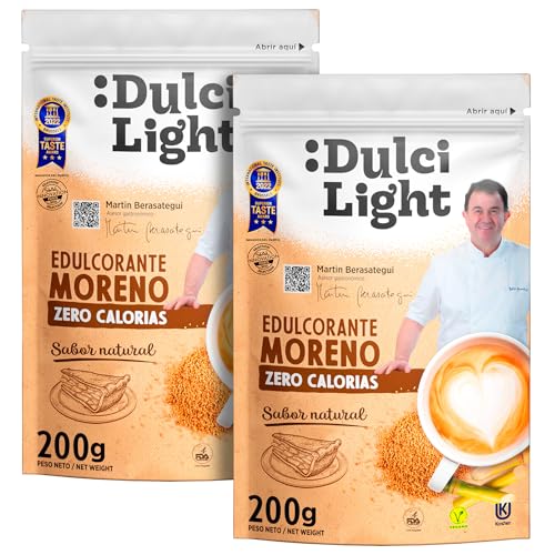 Dulcilight Edulcorante Moreno Zero Doypack 400 gr |Sustituto del azucar Moreno Sabor Natural | 400g = 4kg Azúcar |Granulado con Fibra Vegetal | keto | No OMG | edulcorante a Granel